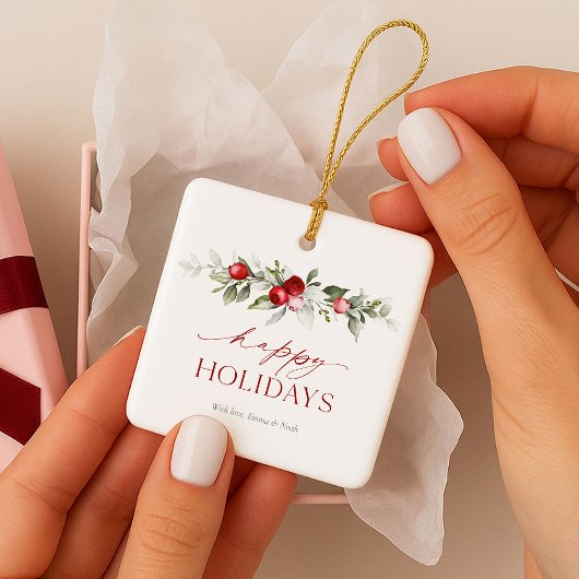 Winterbes “Prettig Kerstfeest” Keramisch Ornament