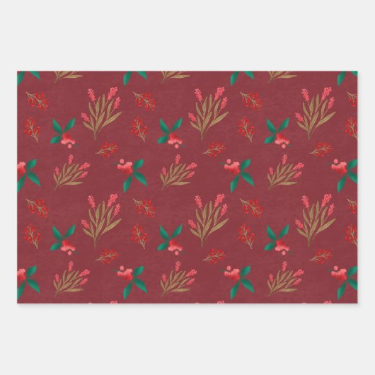 Winterbes - rood inpakpapier vel (Voorkant 3)