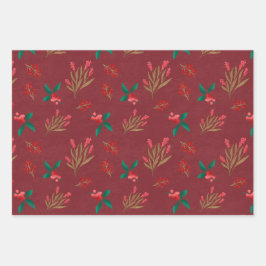 Winterbes - rood inpakpapier vel