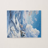 Winterbesneeuwde berg in de landpuzzel legpuzzel (Horizontaal)