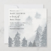 Winterbesneeuwde bomen baby shower uitnodiging (Voorkant)