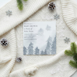 Winterbesneeuwde bomen baby shower uitnodiging