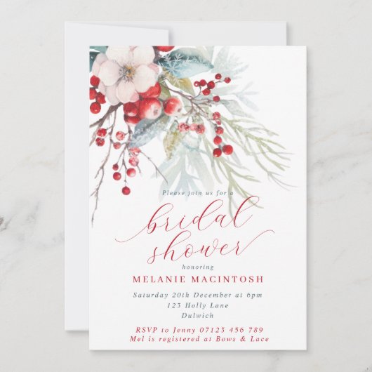 Winterbessen & Bladergroen & Rood Vrijgezellenfees Kaart (Voorkant)