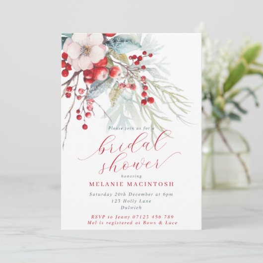 Winterbessen & Bladergroen & Rood Vrijgezellenfees Kaart (Staand voorkant)