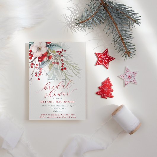 Winterbessen & Bladergroen & Rood Vrijgezellenfees Kaart