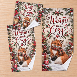Winterbessen Denneappels Vos Illustratie Bad Handdoek