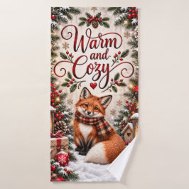 Winterbessen Denneappels Vos Illustratie Badhanddoek