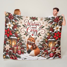 Winterbessen Denneappels Vos Illustratie Fleece Deken