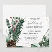 Winterbessen & Dennen Groen Huwelijk 2 Kaart (Voorkant / Achterkant)