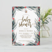 winterbessen en baby shower-uitnodiging kaart (Staand voorkant)