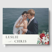 Winterbessen en dennen Waterverf groen bruiloft Gastenboek (Voorkant)