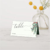 Winterbessen en dennen Waterverf groen bruiloft Plaatskaartje (Voorkant)