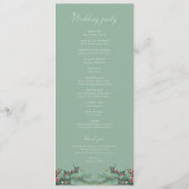 Winterbessen en dennen Waterverf groen bruiloft Programmakaart (Achterkant)