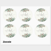 Winterbessen en dennen Waterverf groen bruiloft Ronde Sticker (Vel)