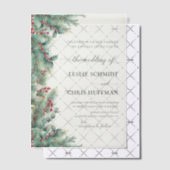 Winterbessen en dennen Waterverf groen bruiloft Vellum Uitnodigingen (Offset (Uitnodiging))