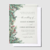 Winterbessen en dennen Waterverf groen bruiloft Vellum Uitnodigingen (Offset)