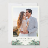 Winterbessen en dennen Waterverf groen Foto Save The Date (Achterkant)