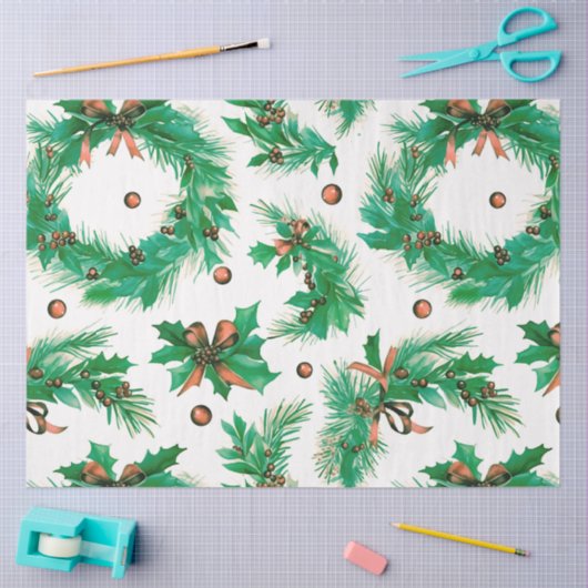 Winterbessen en groen ademen Kerstmis Tissuepapier (Craft)