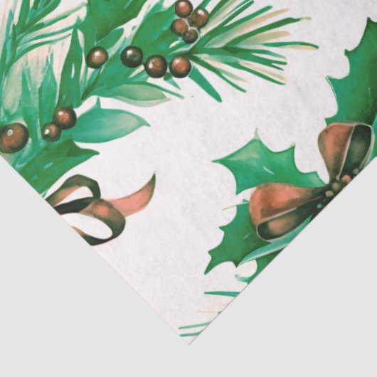 Winterbessen en groen ademen Kerstmis Tissuepapier (Detail)