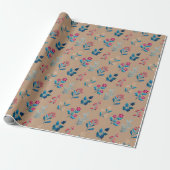 Winterbessen en groen Inpakpapier rol (Uitgerold)