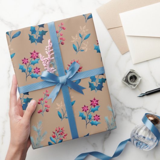 Winterbessen en groen Inpakpapier rol