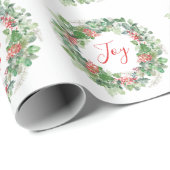 Winterbessen en groen Vreugde Kerstmis Cadeaupapier (Rol Hoek)