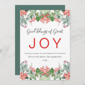 Winterbessen en groen Vreugde Kerstmis Feestdagenkaart (Voorkant / Achterkant)