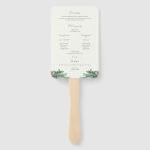 Winterbessen en groenblijvende dennen trouwprogram handwaaier (Achterkant)