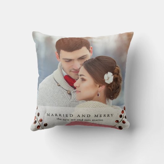 Winterbessen Getrouwd en Vrolijk Fotokussen Kussen (Achterkant)