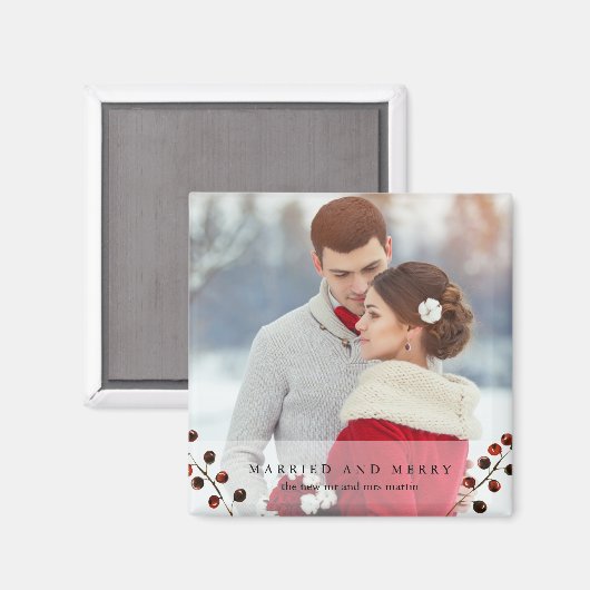 Winterbessen Getrouwd en Vrolijk Fotomagneet Magneet (Voorkant / Achterkant)