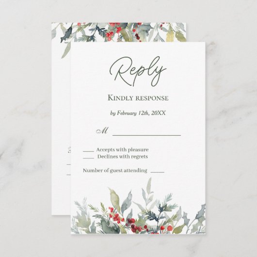 Winterbessen groen gebladerte antwoord (Voorkant / Achterkant)