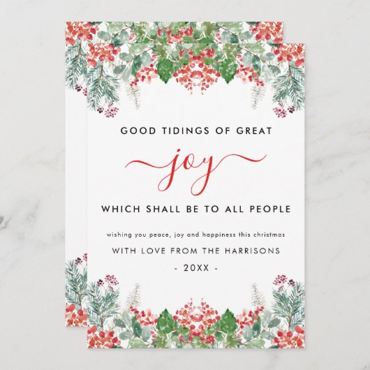 Winterbessen Groene Planten Vrolijk Christelijke K Feestdagenkaart (Voorkant / Achterkant)