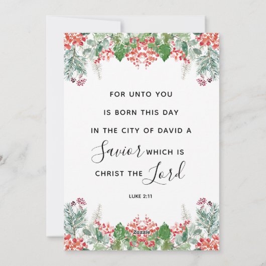 Winterbessen Groene Planten Vrolijk Christelijke K Feestdagenkaart (Achterkant)