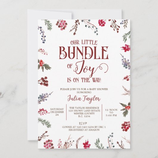 Winterbessen & Holly Baby shower, kleine bundel Kaart (Voorkant)