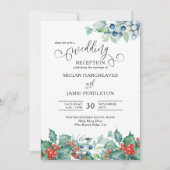 Winterbessen Hulst Watercolor Trouwreceptie Kaart (Voorkant)