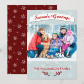 Winterbessen IJsblauw met Sneeuwvlokken & Foto Feestdagenkaart (Voorkant / Achterkant)