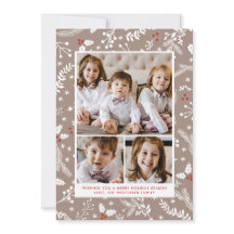 Winterbessen in Ecru Kerstvakantie Plat Kaart