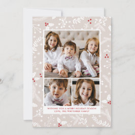 Winterbessen in Ecru Kerstvakantie Plat Kaart