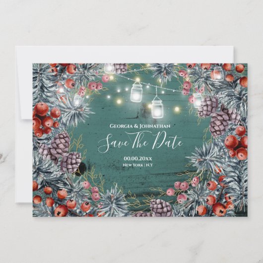 Winterbessen met kerstmis save the date (Voorkant)