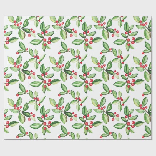 Winterbessen patroon cadeaupapier (Vlak)