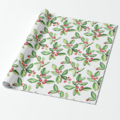 Winterbessen patroon cadeaupapier (Uitgerold)