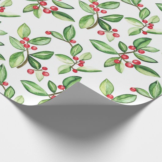 Winterbessen patroon cadeaupapier (Hoek)