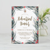 Winterbessen Pine Repetitie Diner Uitnodiging (Staand voorkant)