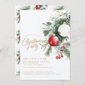 Winterbessen Rode Ornamenten Kerstfeest Kaart (Voorkant / Achterkant)