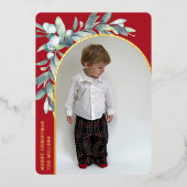 Winterbessen Rood Gebogen Foto Folie Feestdagenkaart (Voorkant)