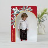 Winterbessen Rood Gebogen Foto Folie Feestdagenkaart (Staand Voorkant)