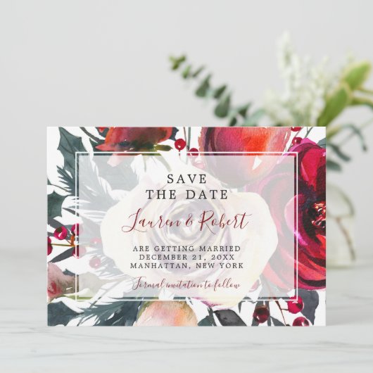 winterbessen Save the Date kaart uitnodiging (Staand voorkant)