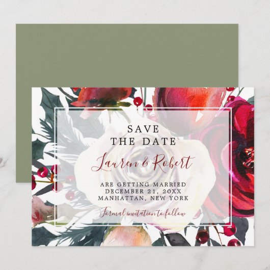 winterbessen Save the Date kaart uitnodiging (Voorkant / Achterkant)