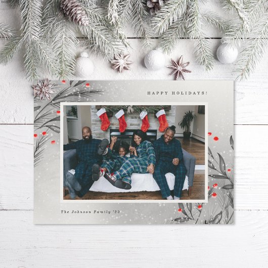 Winterbessen Sneeuwfoto Feestdagenkaart