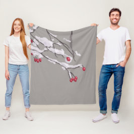 Winterbessen takken bedekt met sneeuw fleece deken